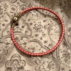 Pink leather pandora bracelet bracelet